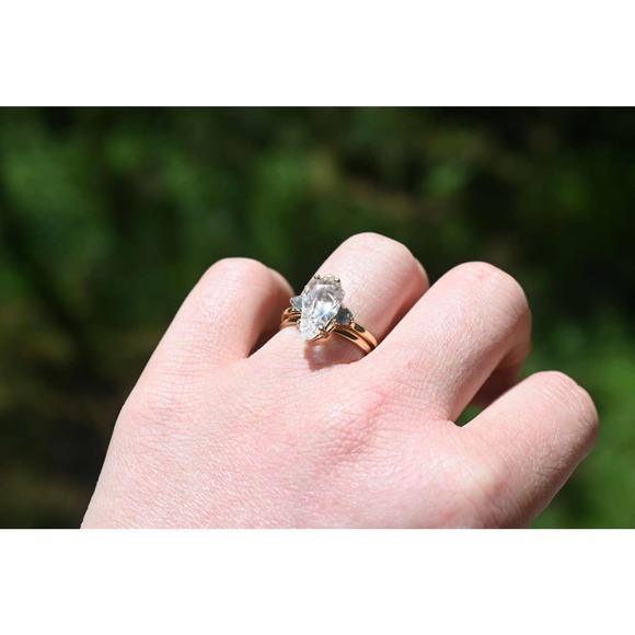 Raw Stone Ring, Bohemian Ring, Unique gift for Her, Raw Crystal Ring - Picture 4 of 8